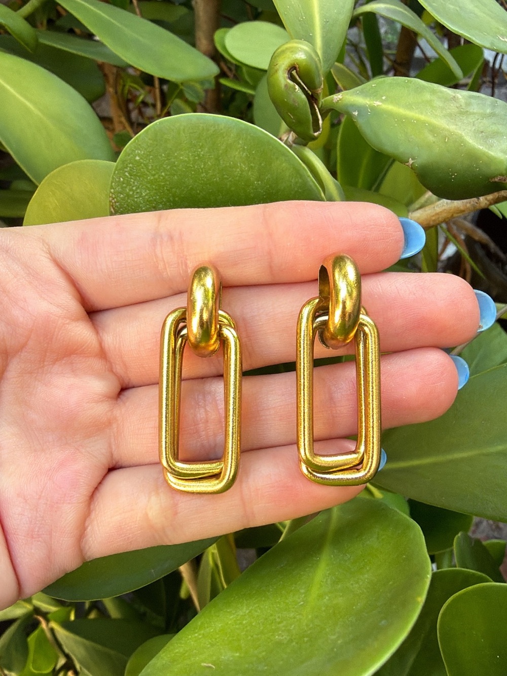 Minimalist Gold Oval Link Drop Earrings for Women